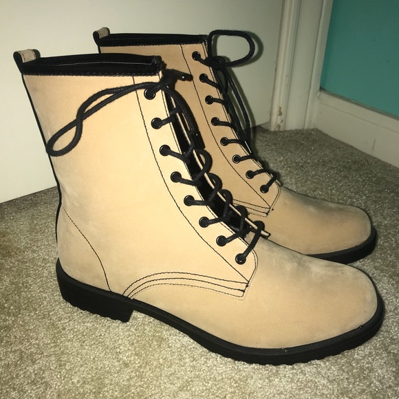 Shoes - Light Pink Suede Combat Boots